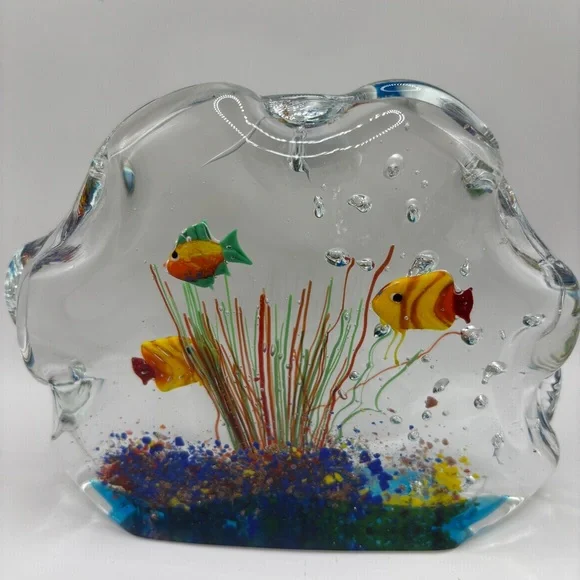 Murano Glass Multi Color Paperweight Fish Aquarium - Picture 12 of 12